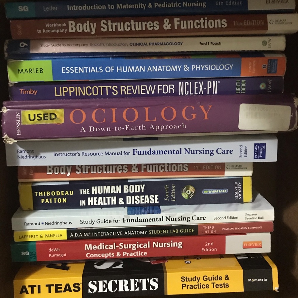 Nursing books and dictionaries